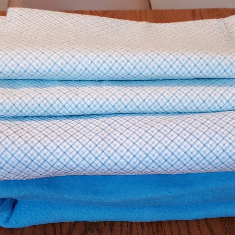 Plaid 4pc Handmade Baby Blanket Bundle incls Burping & Changing Pads